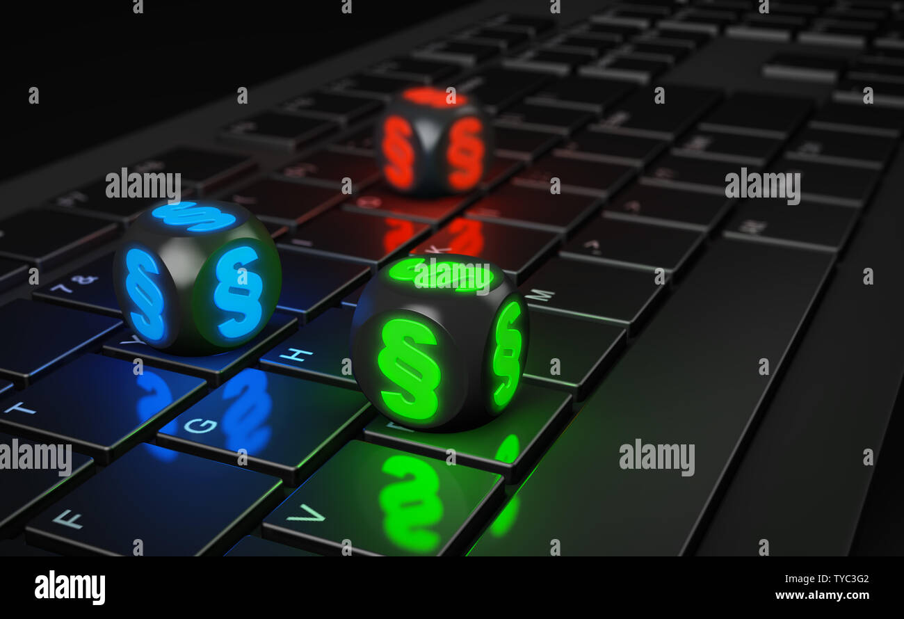 Multicolored cubes with paragraph sign on computer keyboard. 3d render Stock Photo