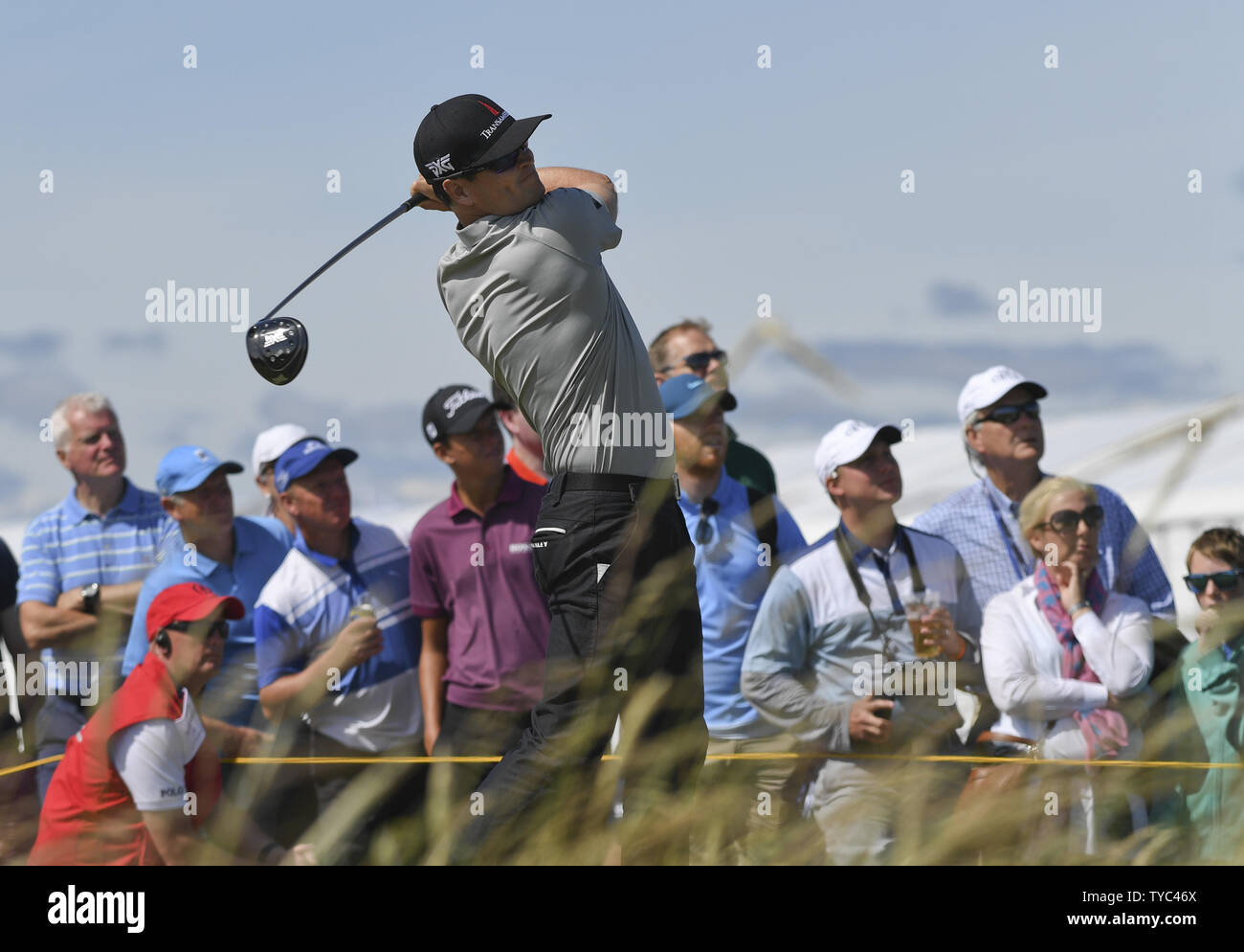 American golfer Zach Johnson tees off on the 5th hole at the 145th Open Golf Championship in Troon, Scotland July 14, 2016.       Photo by Hugo Philpott/UPI Stock Photo