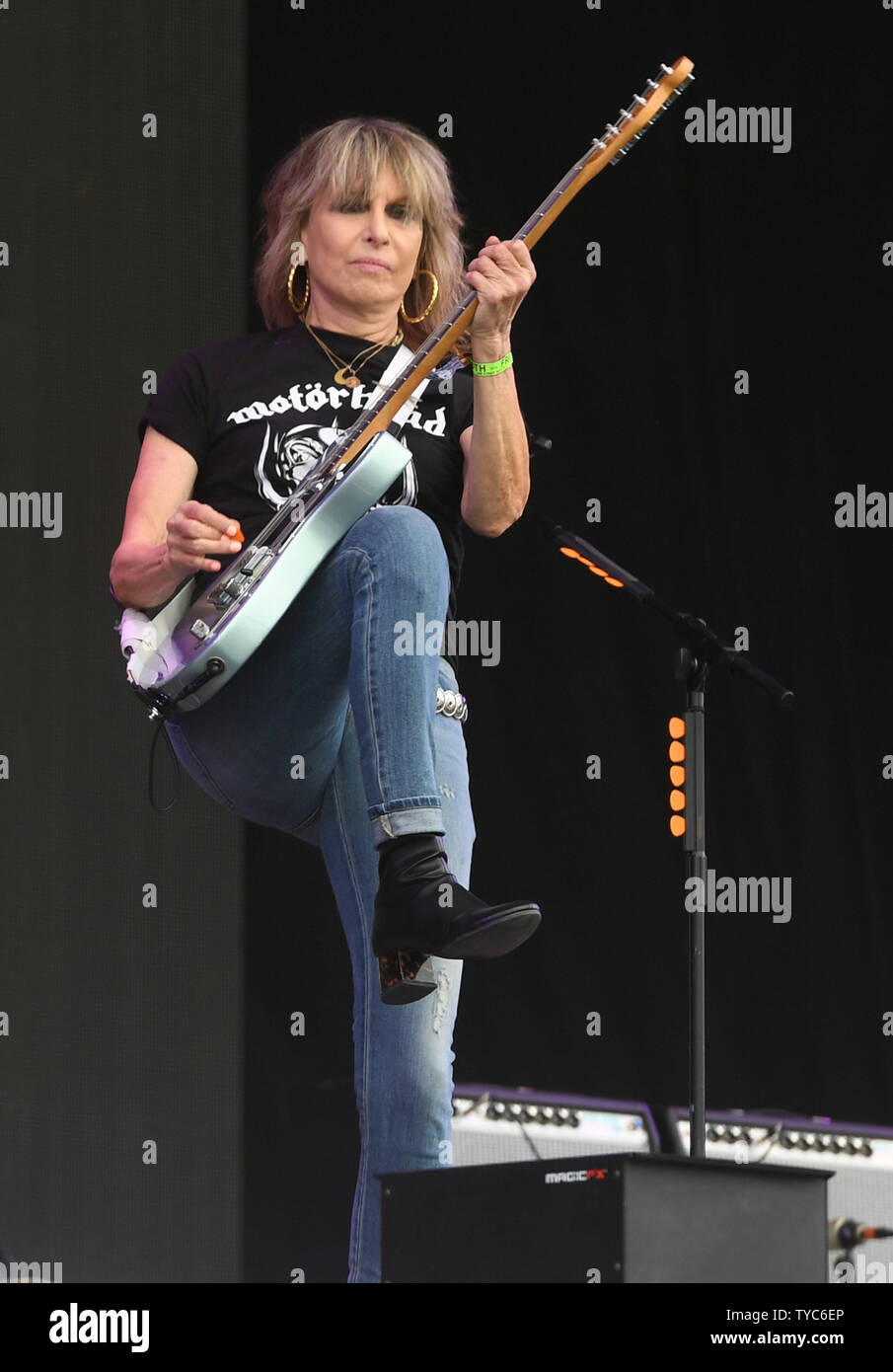 British singer Chrissie Hynde performs at the Glastonbury Music