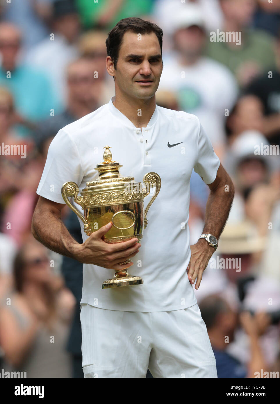 Assassinate Betsy Trotwood Imperative Swiss Roger Federer holds the Wimbledon Singles trophy after victory over  Croat Marin Cilic at the 2017 Wimbledon championships, London on July 16,  2017. Federer beat Cilic 6-3, 6-1, 6-4, to win