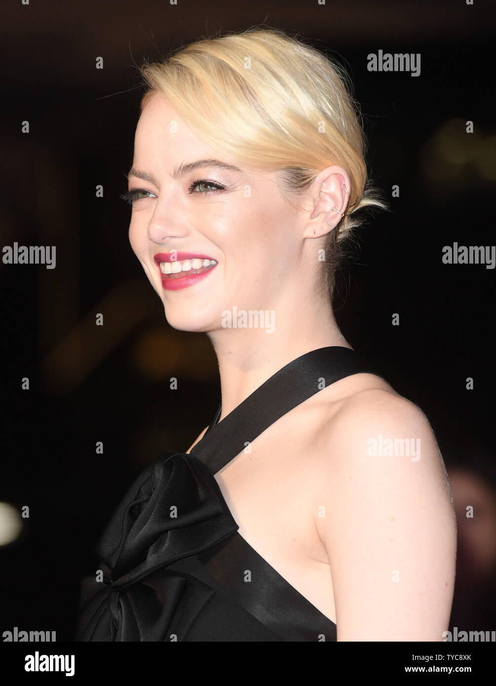 American actress Emma Stone attends the premiere of Killing Of a Sacred Deer during the BFI London Film Festtival in London on October 12, 2017. Photo by Rune Hellestad/ UPI Stock Photo