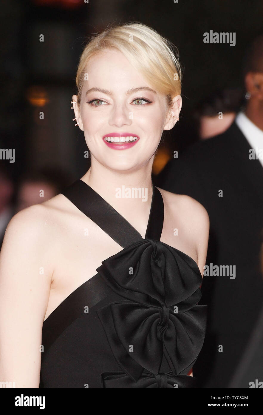 American actress Emma Stone attends the premiere of Killing Of a Sacred Deer during the BFI London Film Festtival in London on October 12, 2017. Photo by Rune Hellestad/ UPI Stock Photo