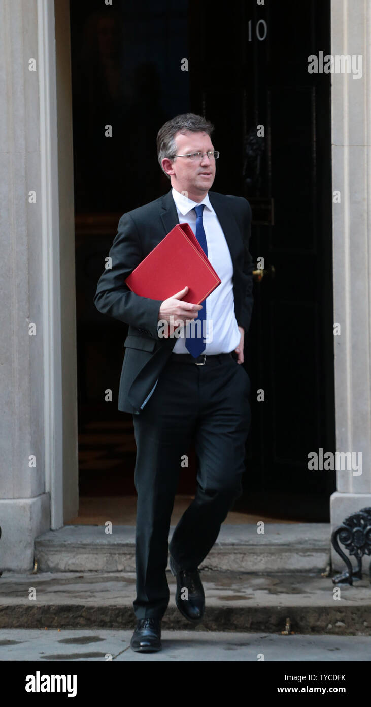 Deputy Chairman Stephen Baker No.10 Downing Street after an eight hour Cabinet meeting to try and sort out the impasse in the Brexit vote in London, April 02, 2019. The Government only have until April 12th to secure a deal or the United Kingdom will crash out of the European Union without a deal.            Photo by Hugo Philpott/UPI Stock Photo