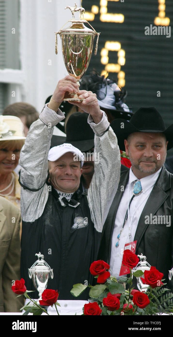 Calvin Borel celebrates after winning the 135th running of the Kentucky