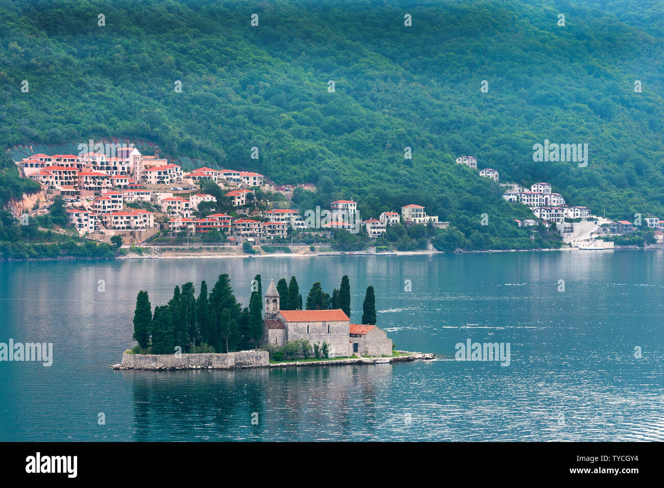 Benedictine monastery, Saint Georges Island, Kotor Bay, Perast, Montenegro Stock Photo