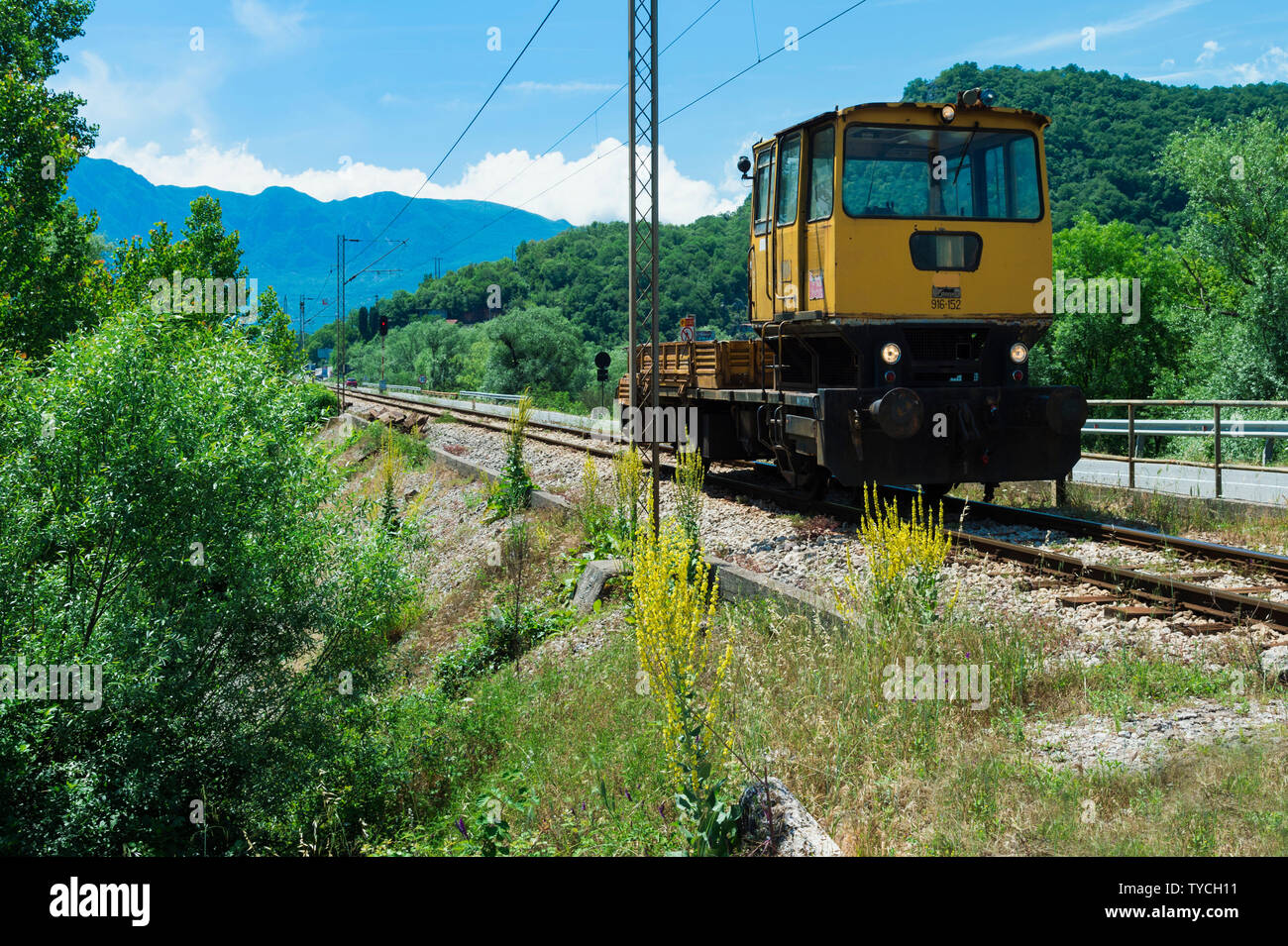 Maintenance locomotive, Virpazar, Montenegro Stock Photo