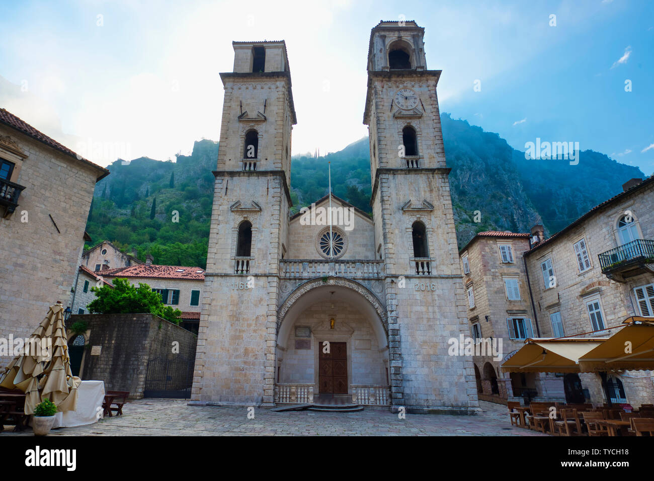 Saint Tryphon Roman Catholic Cathedral, Unesco World Heritage Site, Kotor, Montenegro Stock Photo