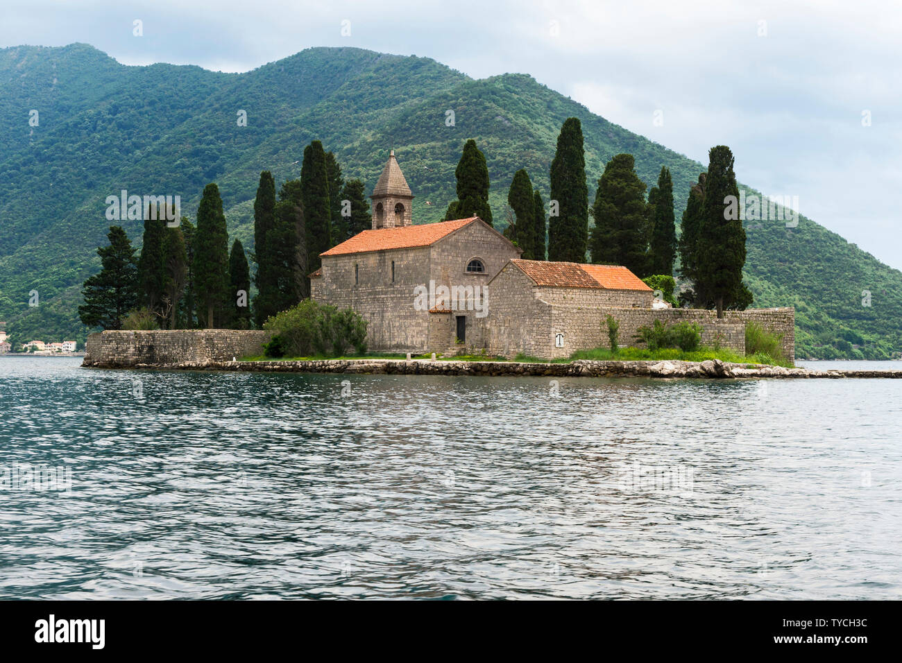 Benedictine monastery, Saint Georges Island, Kotor Bay, Perast, Montenegro Stock Photo