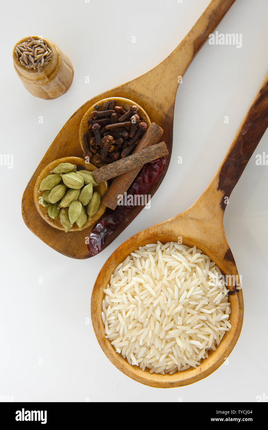 Assorted White Rice Assorted spices with white rice Stock Photo - Alamy