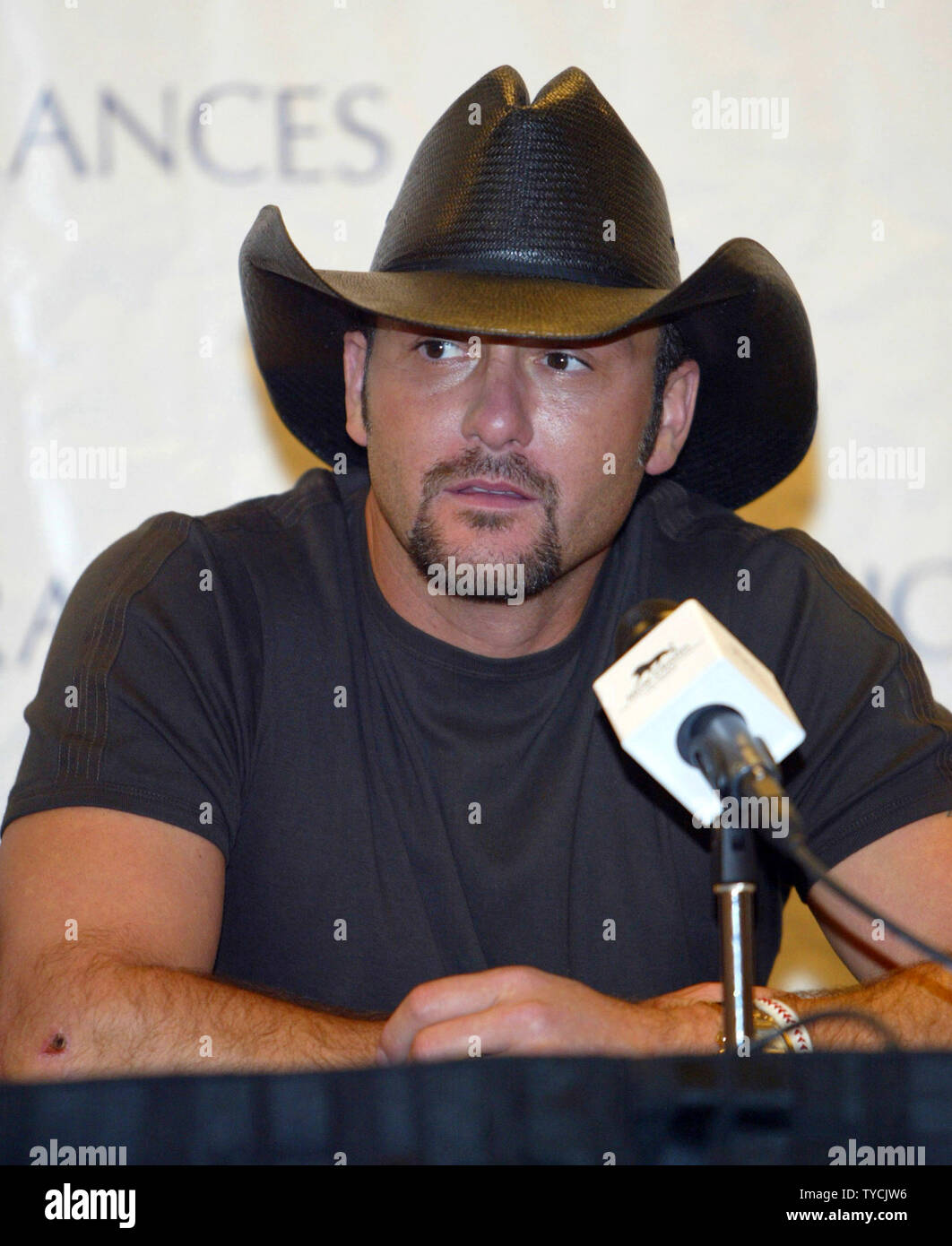 Singer Tim McGraw attends a press conference at the Andre Agassi Foundation fund raiser for 'Children At Risk' at MGM Grand on September 2, 2004. (UPI Photo/Roger Williams) Stock Photo