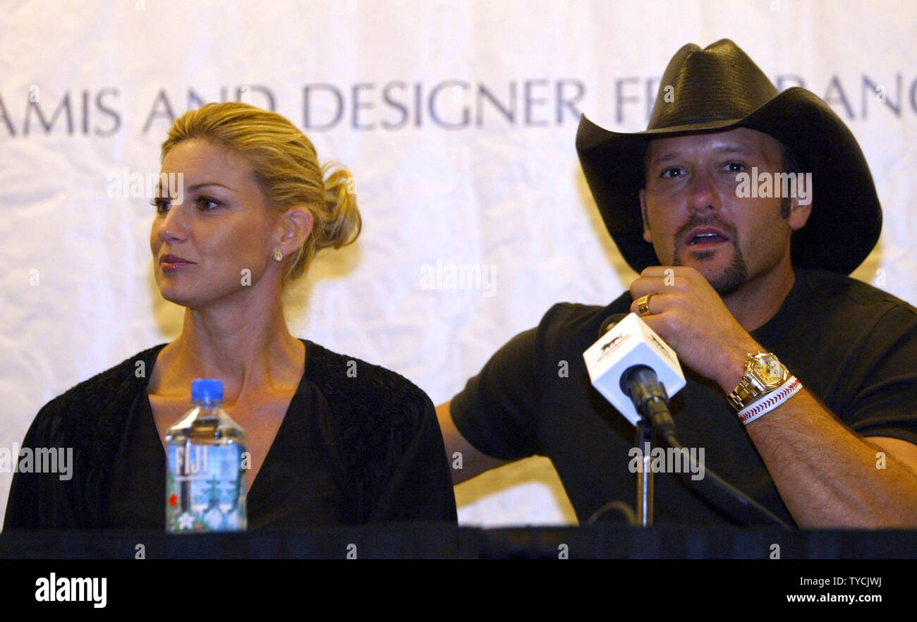 Husband and wife team, country singers Faith Hill and Tim McGraw attend a press conference at the Andre Agassi Foundation fund raiser for 'Children At Risk' at MGM Grand on September 2, 2004. (UPI Photo/Roger Williams) Stock Photo