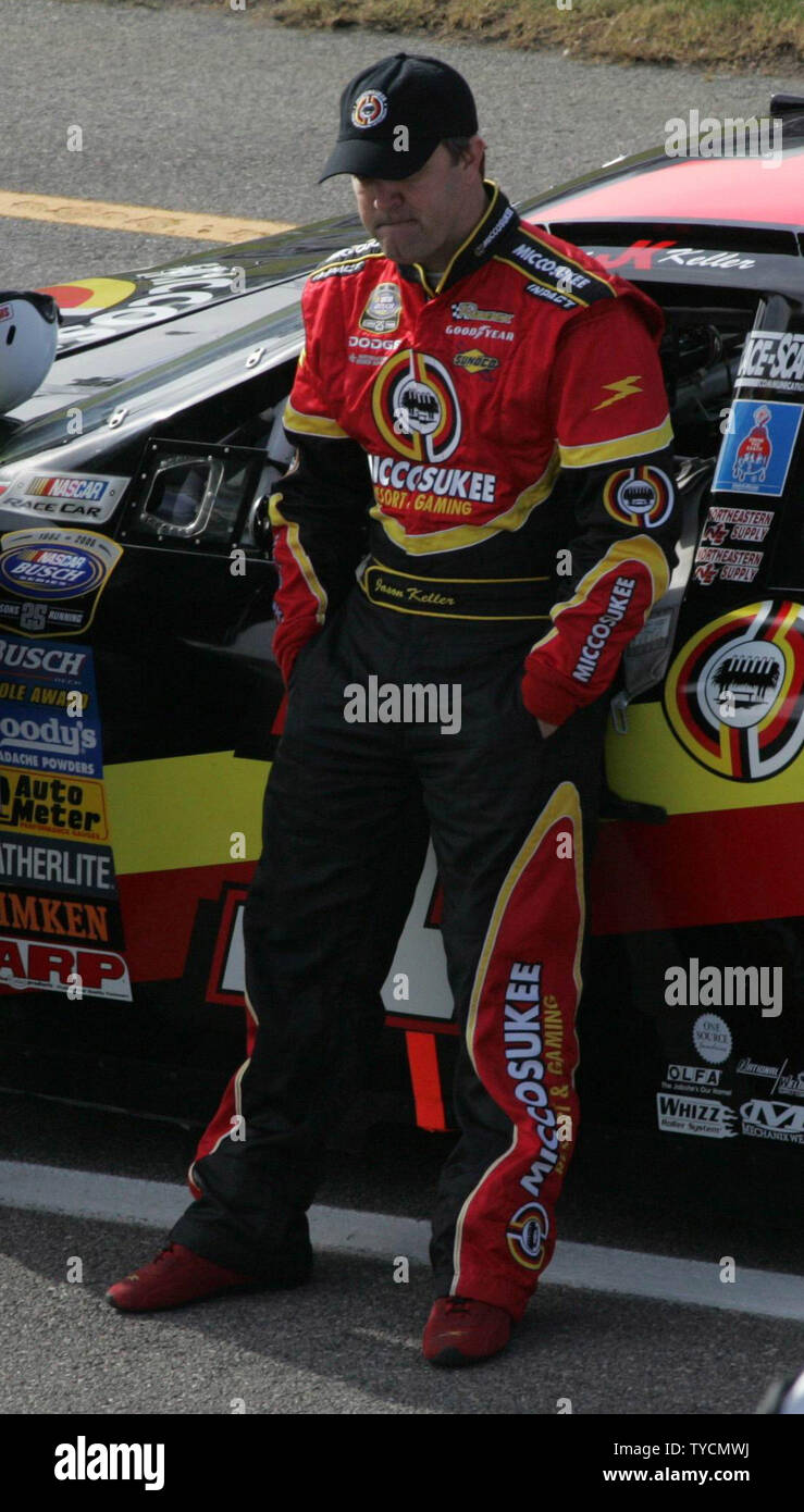Race driver Jason Keller waits for the start of the Sam's Town 300 Busch race March 11, 2006, in Las Vegas, Nevada.    (UPI Photo/Roger Williams) Stock Photo