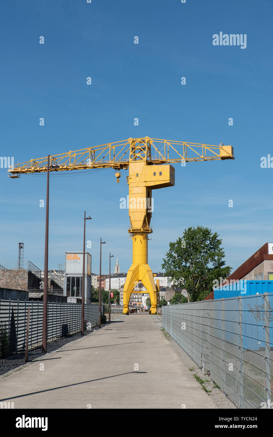 The Titan cranes are 2 cranes now decommissioned on the western tip of the island of Nantes, preserved in testimony of the industrial past of Nantes. Stock Photo