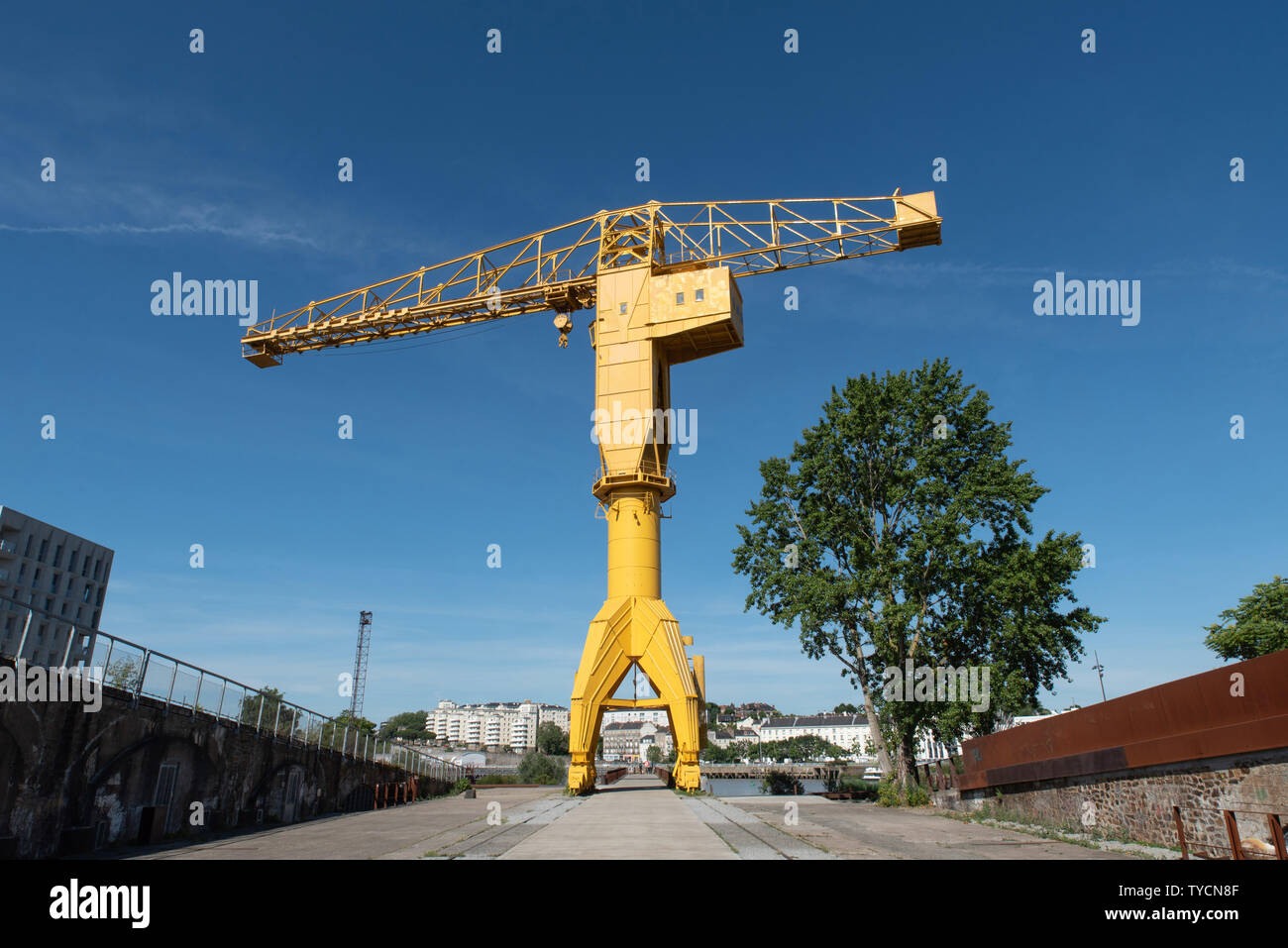 The Titan cranes are 2 cranes now decommissioned on the western tip of the island of Nantes, preserved in testimony of the industrial past of Nantes. Stock Photo