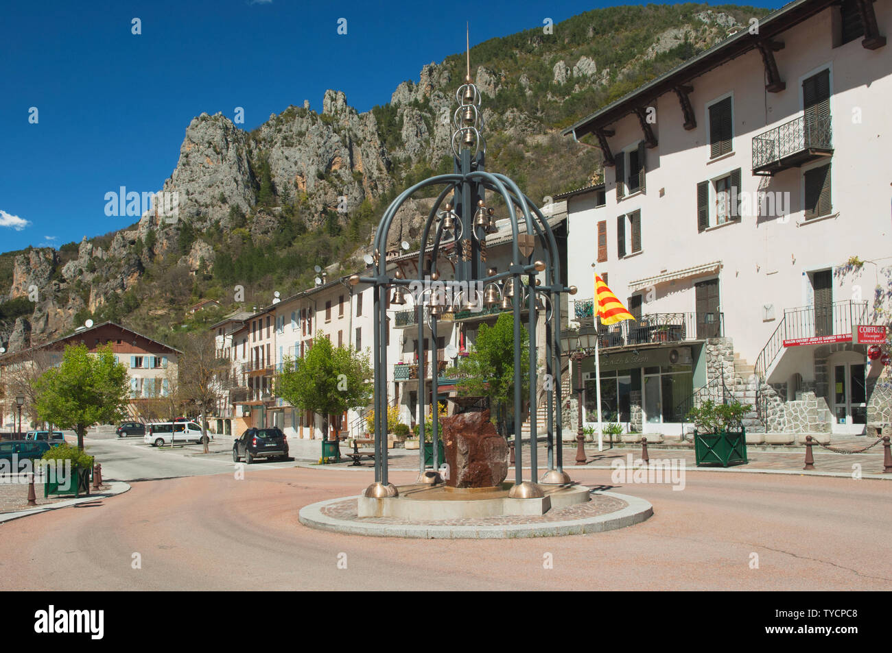 The village Guillaumes in Gorges de Daluis, Alpes Maritimes, Provence, France. Stock Photo