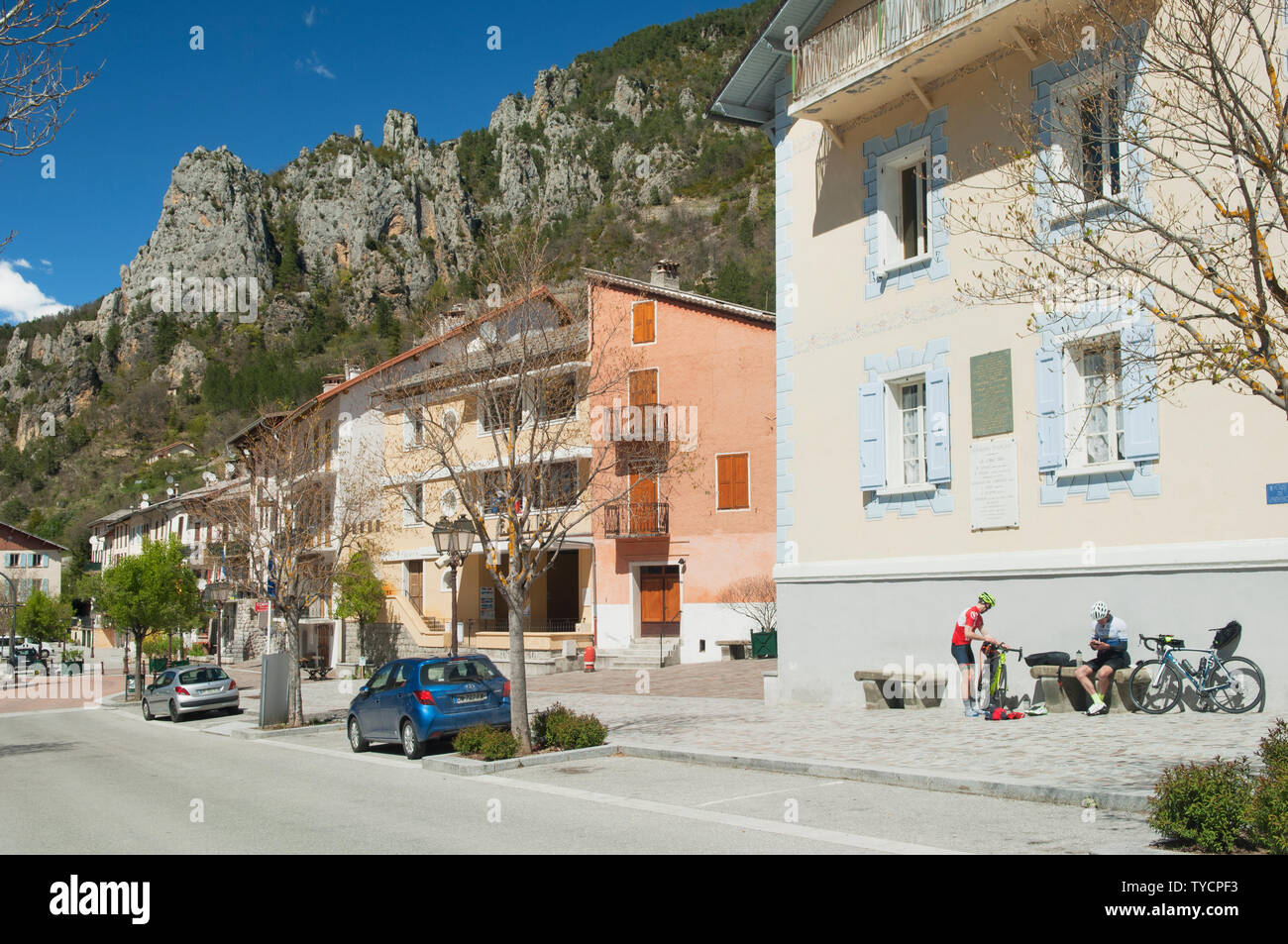 The village Guillaumes in Gorges de Daluis, Alpes Maritimes, Provence, France. Stock Photo