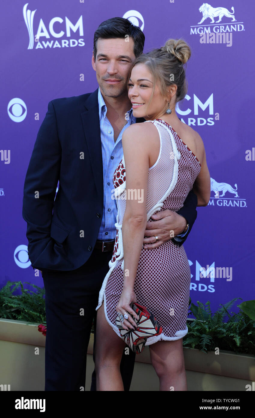 Actor Eddie Cibrian and singer LeAnn Rimes arrive at the 47th annual Academy of Country Music Awards at the MGM Hotel in Las Vegas, Nevada on April 1, 2012.   UPI/Jim Ruymen Stock Photo