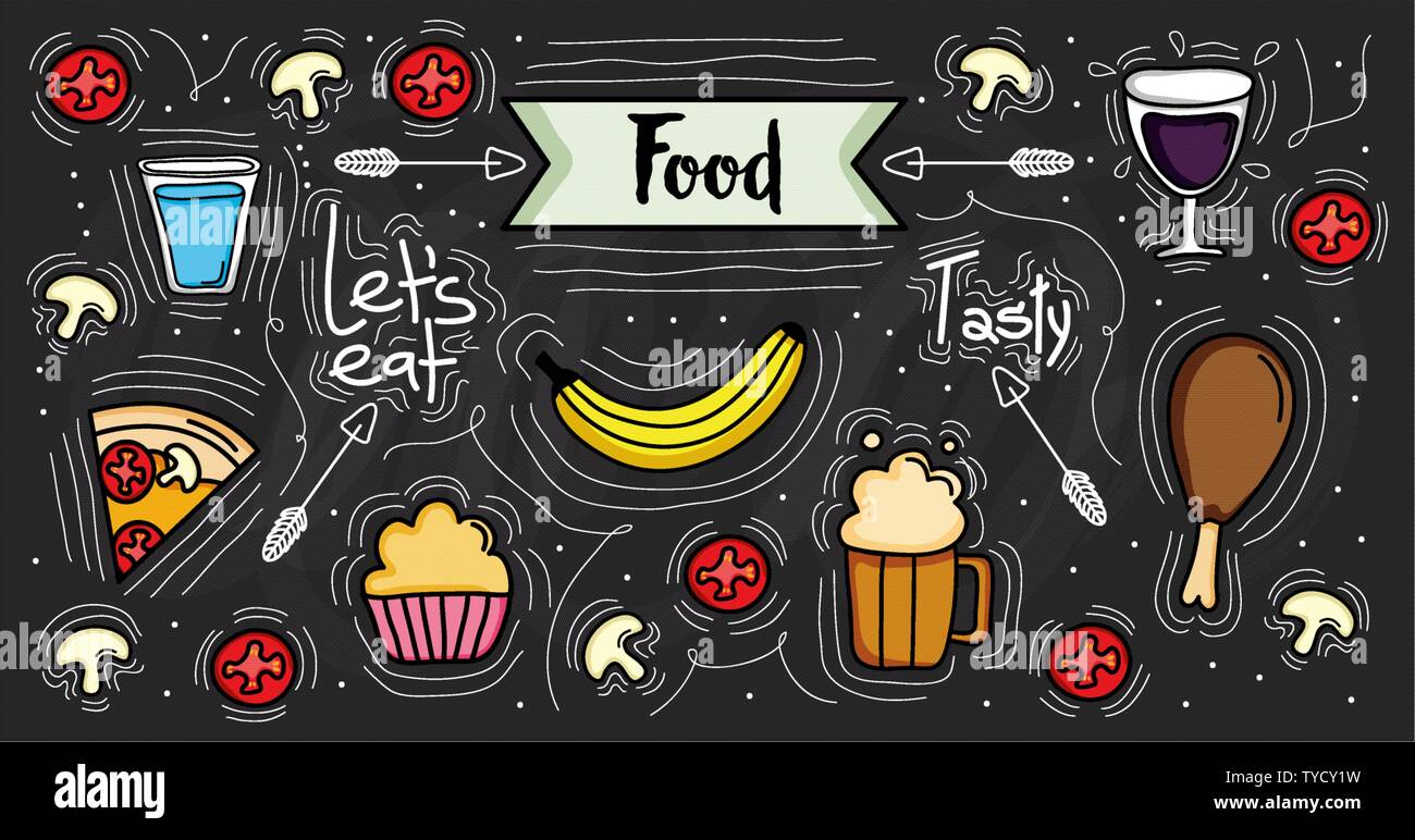 bundle of delicious food pattern background vector illustration design  Stock Vector Image & Art - Alamy