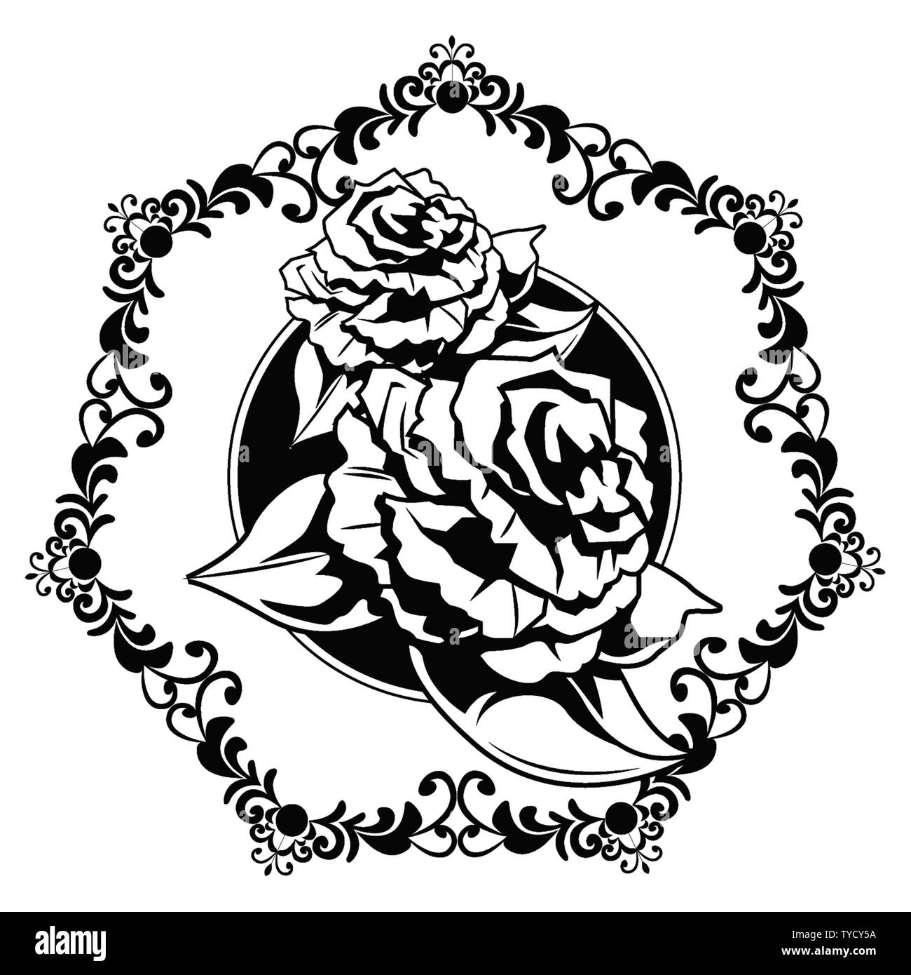 two roses drawn tattoo icon Stock Vector Image & Art - Alamy