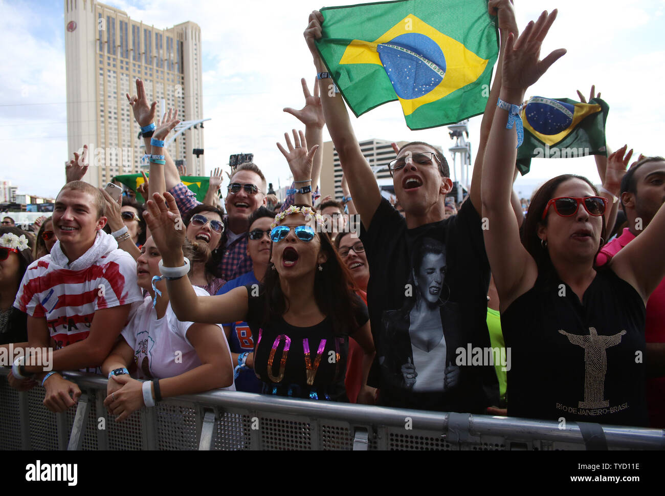 Music fans during the 30th bi-annual Rock in Rio music festival at the MGM Grand in Las Vegas, Nevada on May 15, 2015.   Photo by James Atoa/UPI Stock Photo