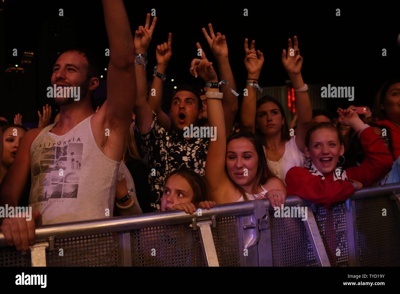 Jessie J music fans during the 30th bi-annual Rock in Rio music festival at the MGM Grand in Las Vegas, Nevada on May 15, 2015.   Photo by James Atoa/UPI Stock Photo