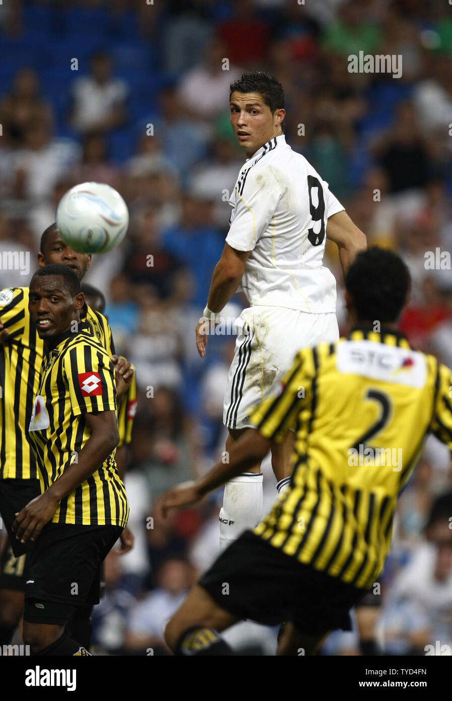 Cristiano Ronaldo in action with the ball during the Peace Cup match between Real Madrid and Al Ittihad on July 26, 2009 in Madrid, Spain.    (UPI Photo/Angel Martinez) Stock Photo