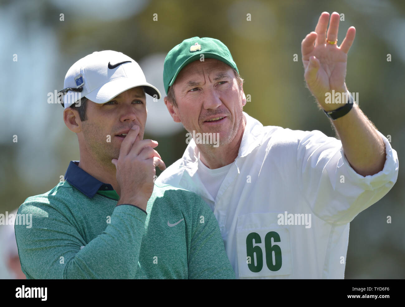 Paul Casey of England and caddie John 