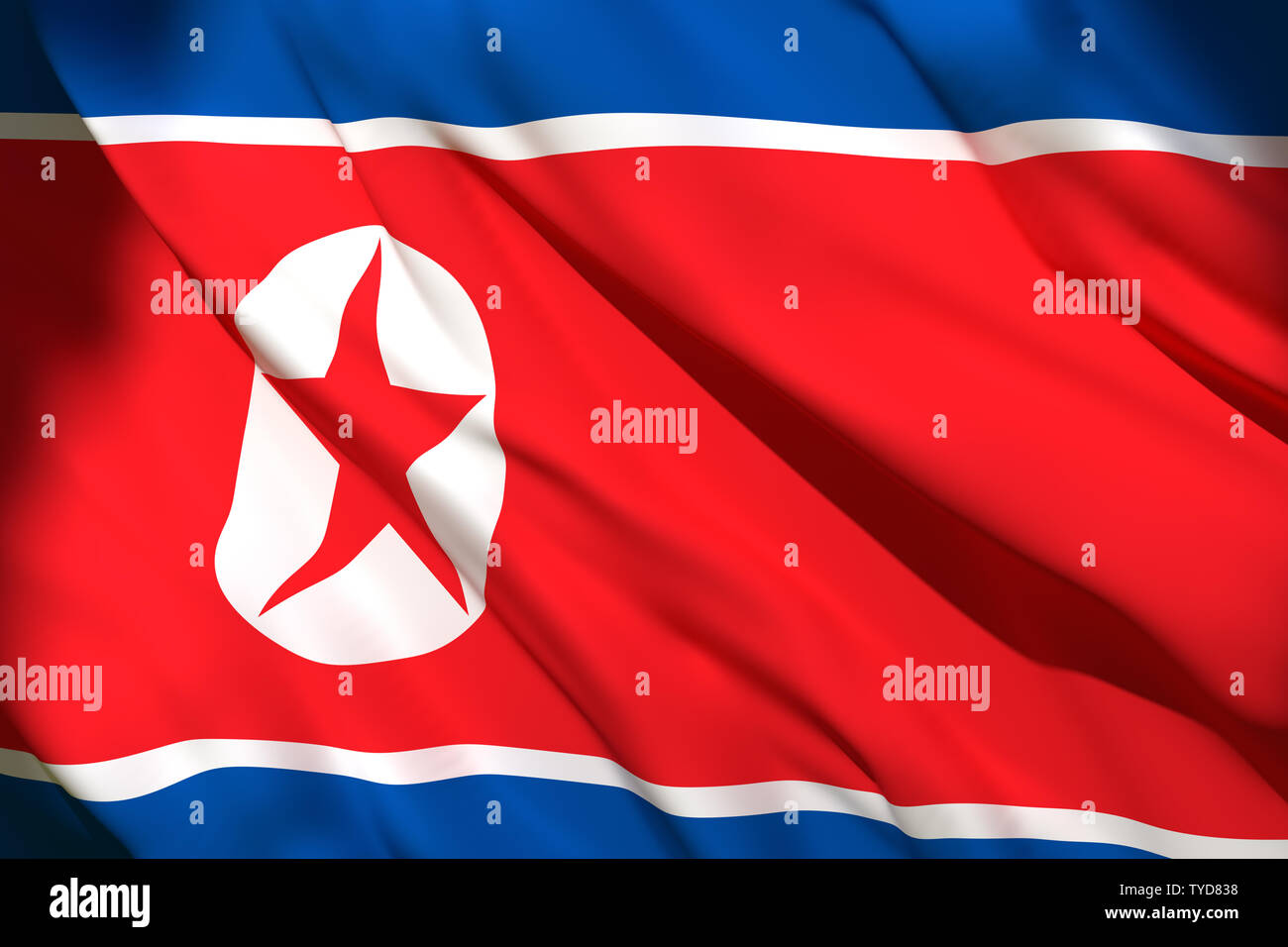 3d rendering of a North Korea national flag waving Stock Photo
