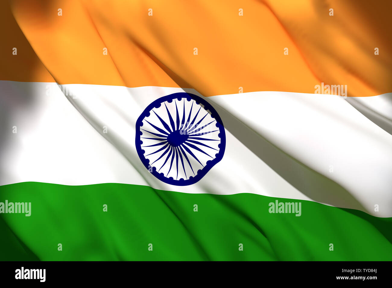 3d rendering of an India national flag waving Stock Photo - Alamy