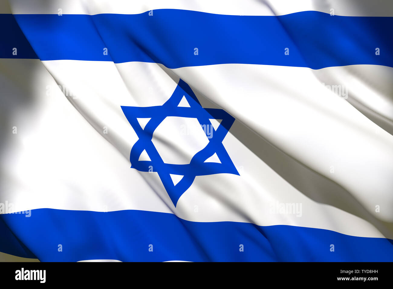 3d rendering of an Israel national flag waving Stock Photo - Alamy