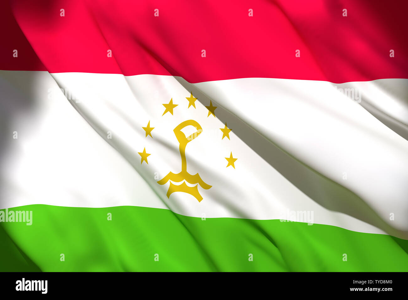 3d rendering of a Tajikistan national flag waving Stock Photo