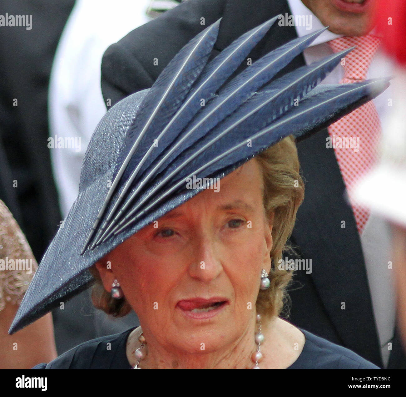 Bernadette Chirac arrives at the Prince's Palace for the religious marriage ceremony of Prince Albert II and Princess Charlene in Monte Carlo, Monaco on July 2, 2011.  The Prince and Princess took part in a civil wedding ceremony yesterday.   UPI/ David Silpa Stock Photo