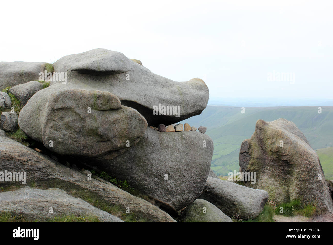 Natural rock formation made to look like animal profile by placing stones  to look like teeth Stock Photo - Alamy