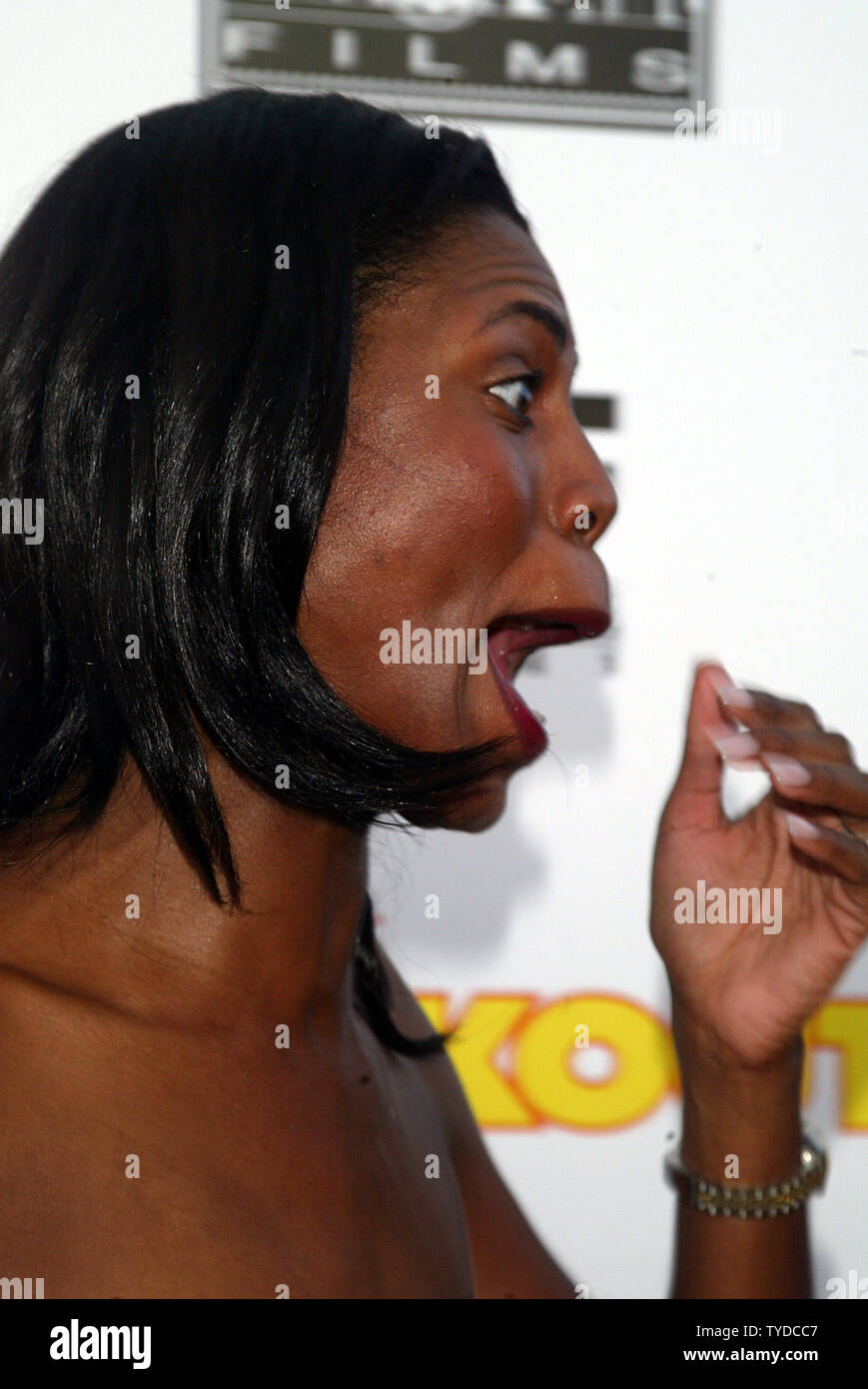 Omarosa Manigault-Stallworth poses for pictures at the premiere 'The Cookout' at the Delano Hotel in South Beach, Miami, Florida on August 28, 2004 .   (UPI Photo/Laura Cavanaugh) Stock Photo