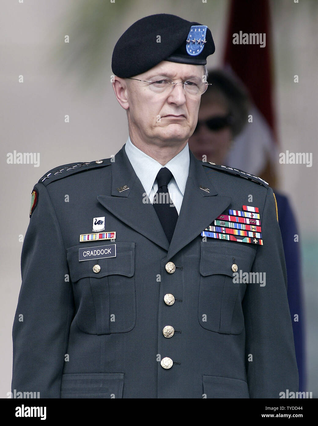 General Bantz J. Craddock takes command during the Change of Command Ceremony at the Southern Command Headequarters in Miami,  Florida, on November 9, 2004.  (UPI Photo/Michael Bush) Stock Photo