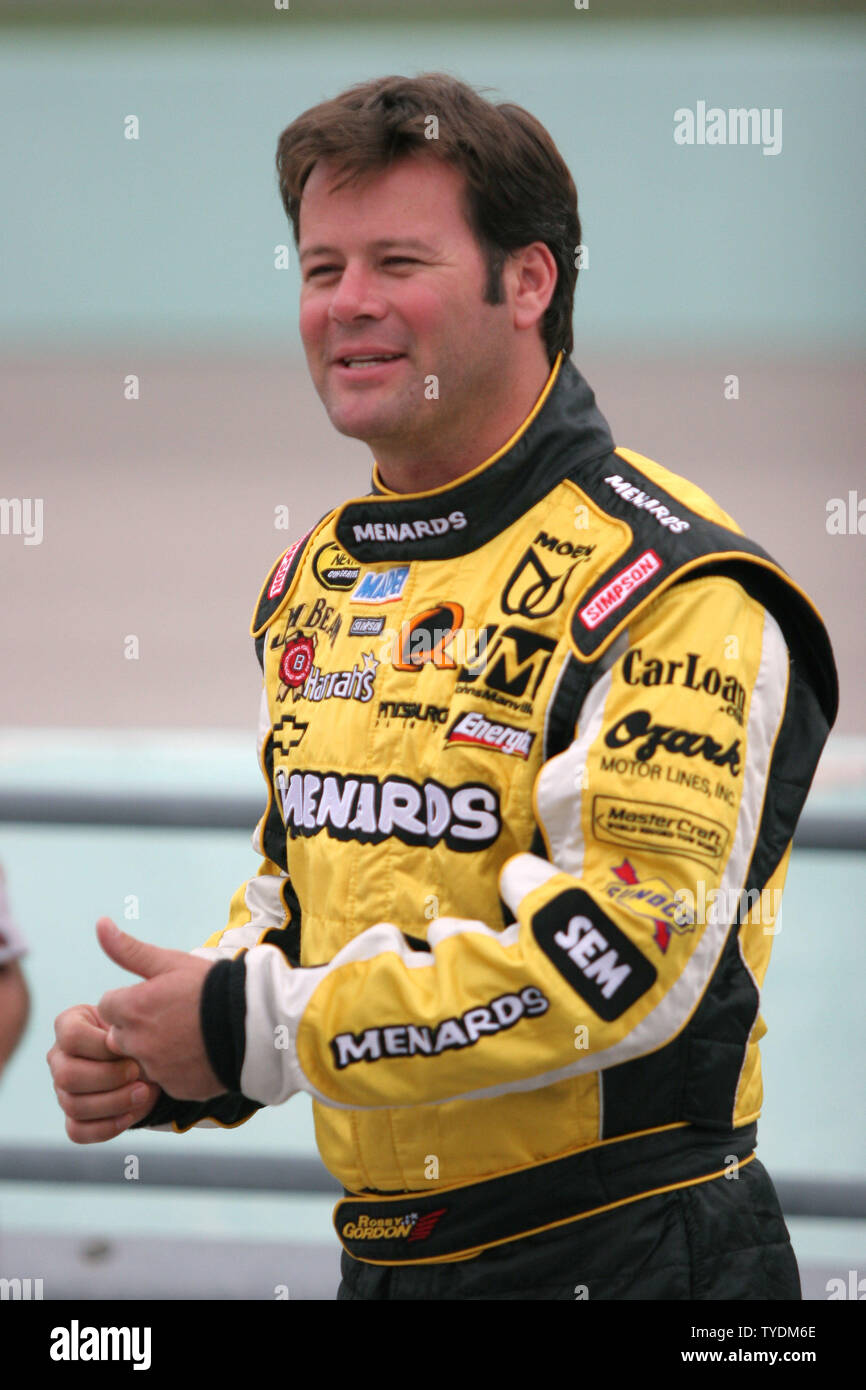 Robby Gordon waits his turn to qualify for the NASCAR Nextel Cup Ford 400 at Homestead-Miami Speedway in Homestead, Florida on November 17, 2006. (UPI Photo/Malcolm Hope) Stock Photo