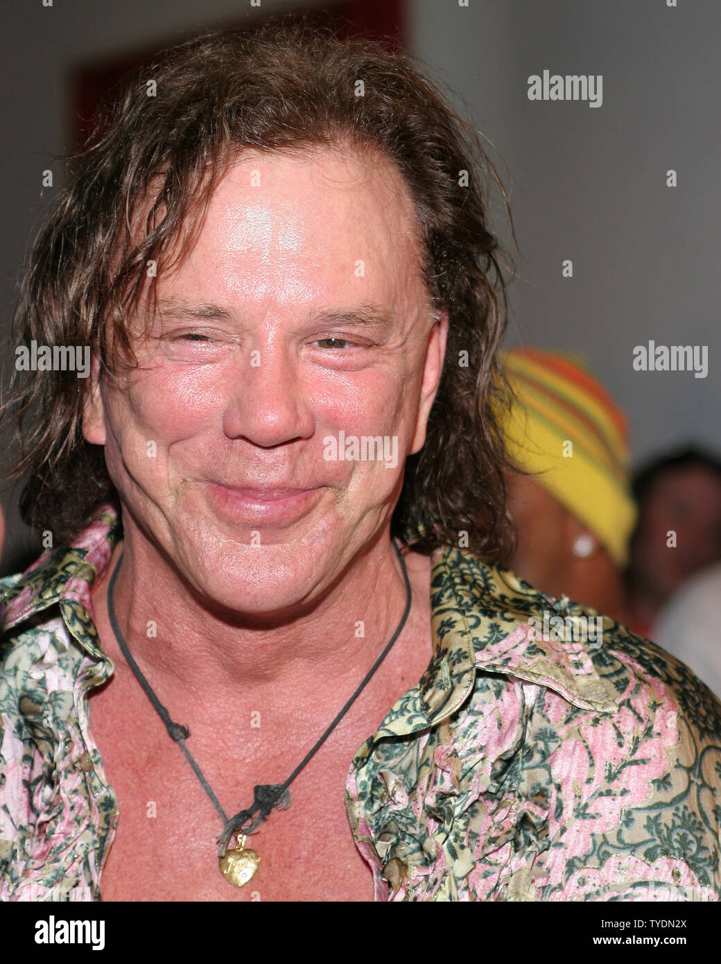Mickey Rourke arrives for the Hotel De Maxim Super Bowl party at the ...