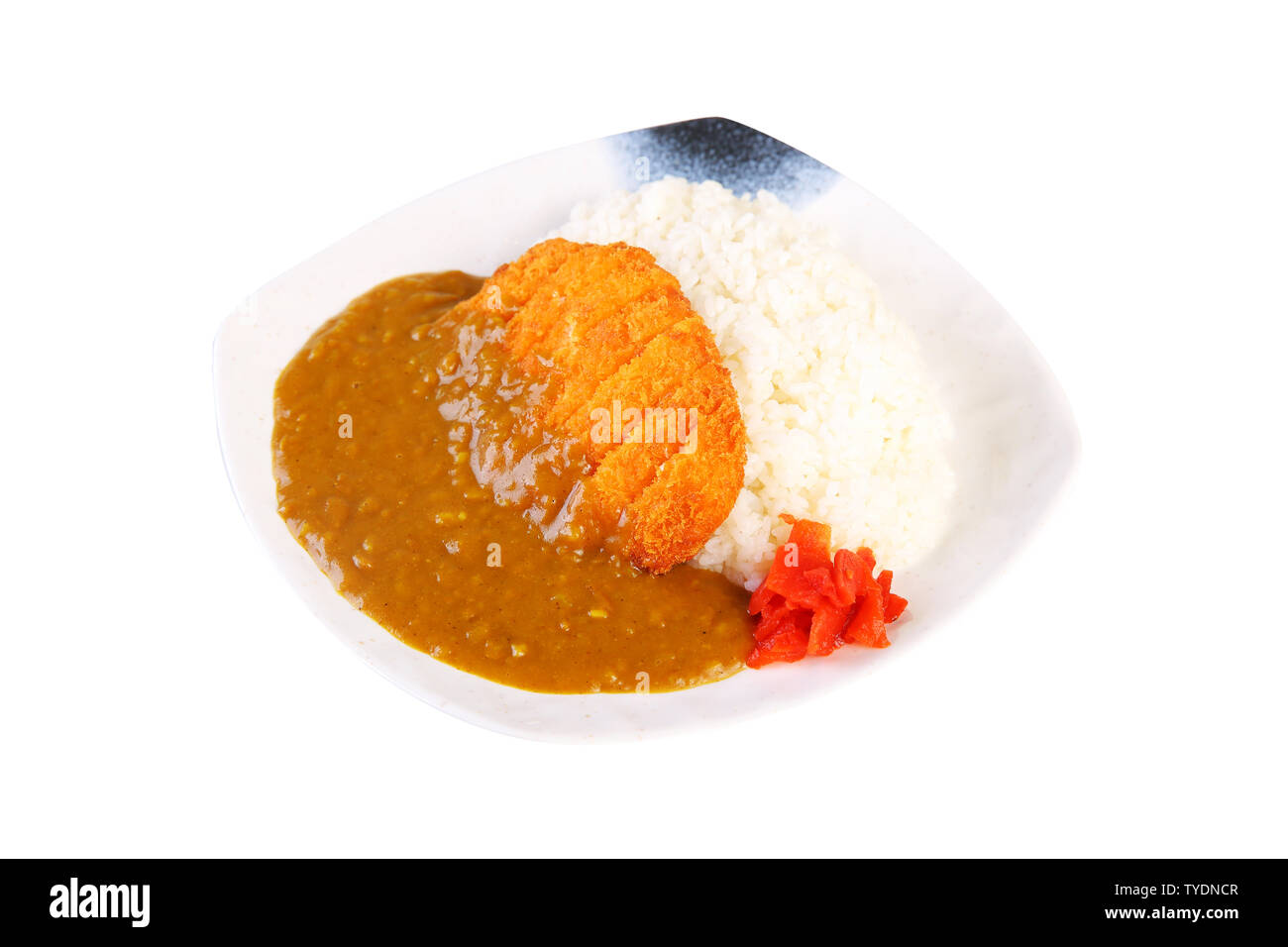 Pork chop curry topped with rice Stock Photo Alamy