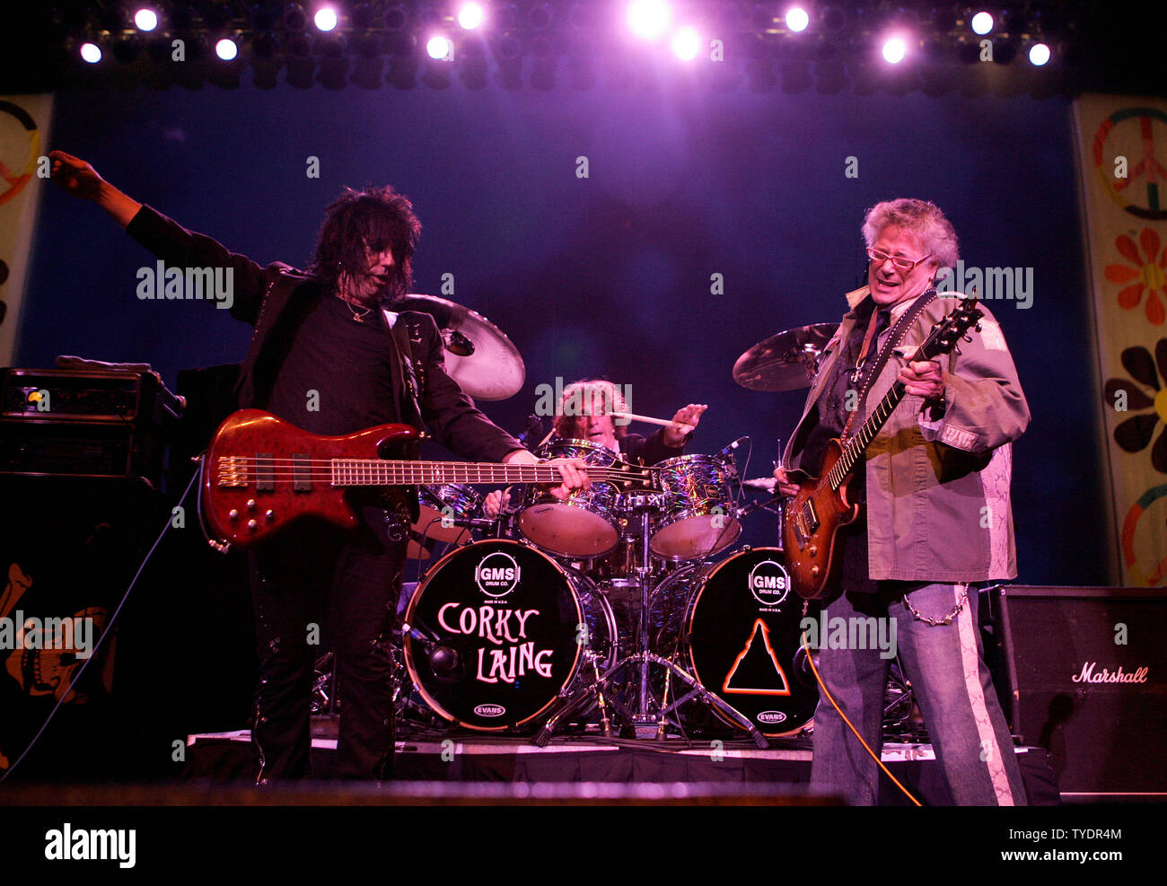 Richie Scarlet (L) and Leslie West (R) and Corky Laing (C) with