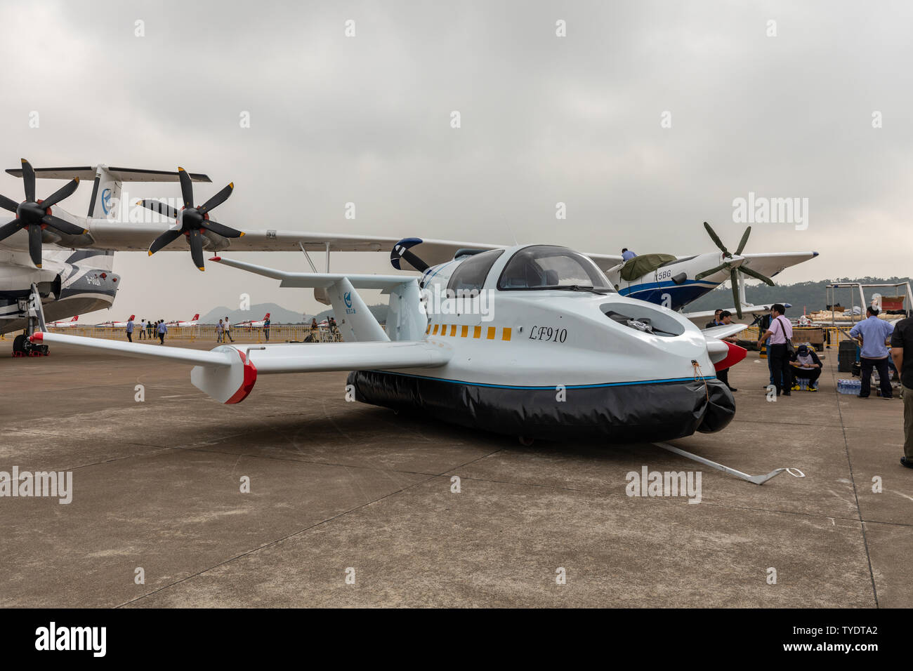 Air Show Fresh View: November 4, 2018, Zhuhai, China. New domestic seaplanes participating in the 2018 Zhuhai Air Show were unveiled. Stock Photo