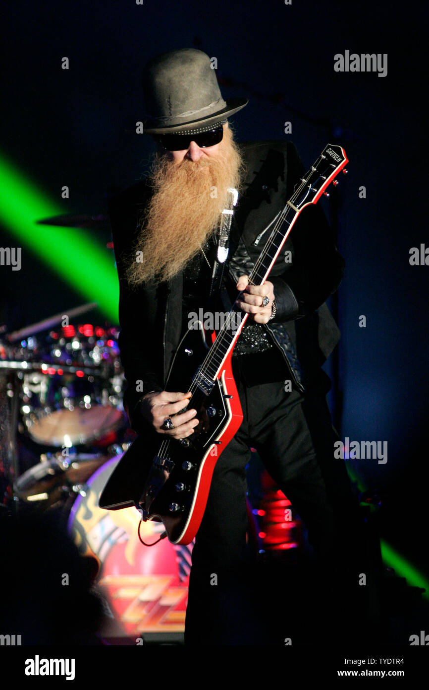 Billy Gibbons with ZZ Top performs at halftime during the 74th annual