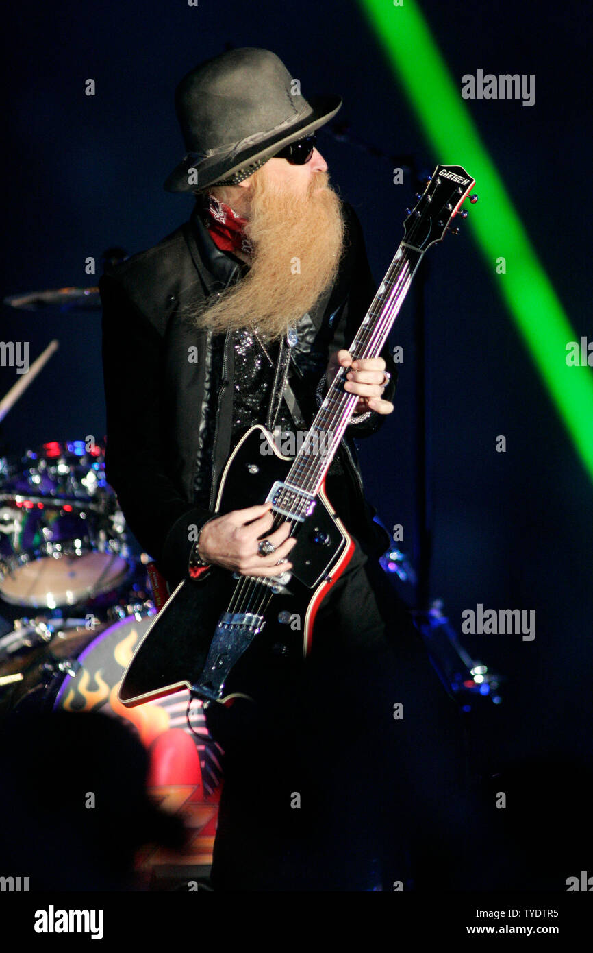 Billy Gibbons with ZZ Top performs at halftime during the 74th annual