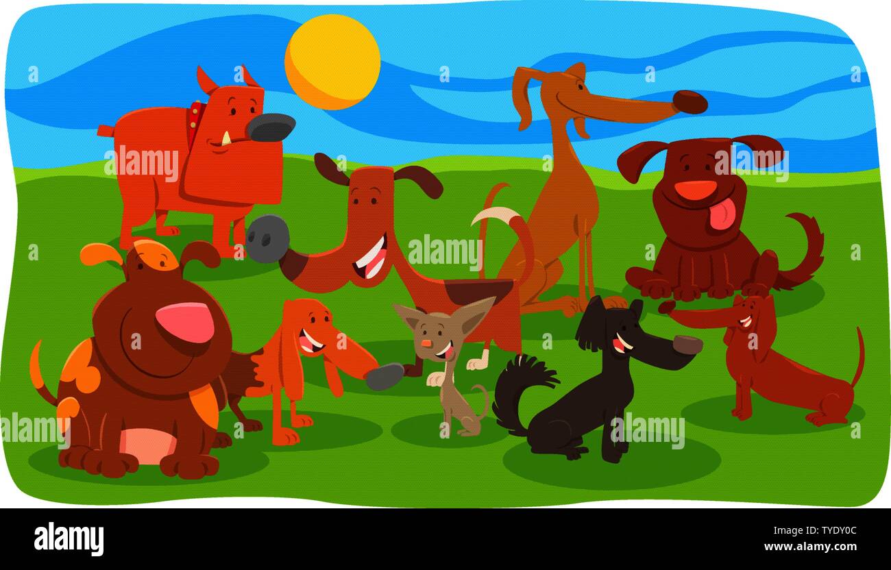 Cartoon Illustration of Dogs and Puppies Animal Characters Group Stock ...