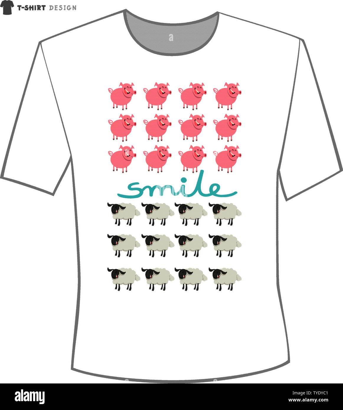 Download Illustration Of T Shirt Design Template With Happy Cartoon Animals Stock Vector Image Art Alamy