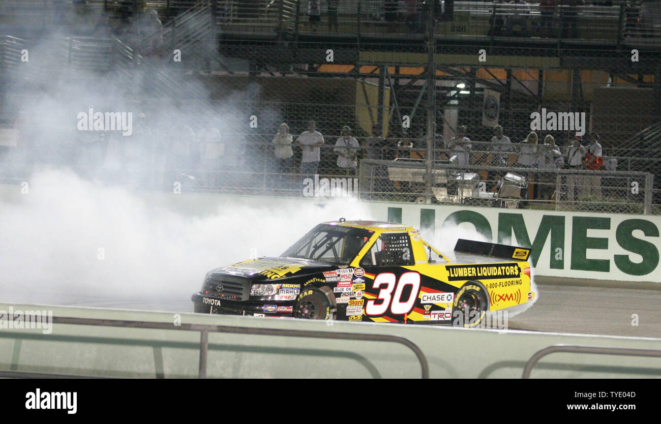 Todd Bodine Celebrates Winning The Nascar Craftsman Truck Series Ford 200 At Homestead Miami Speedway In Homestead Florida On November 14 2008 Upi Photo Michael Bush Stock Photo Alamy