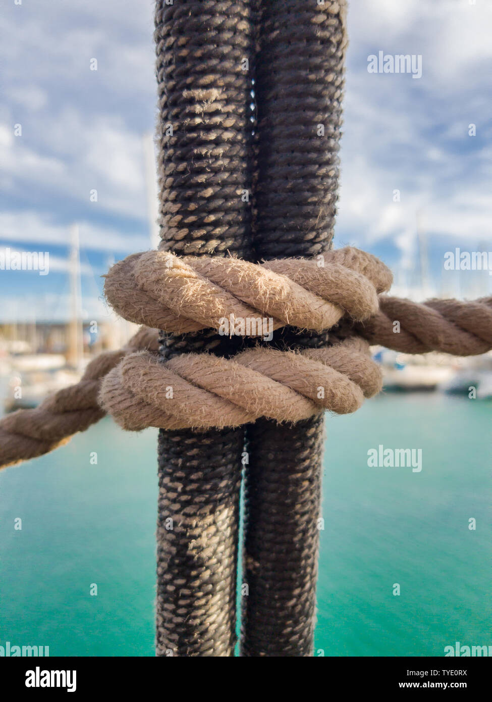 Clove Hitch Knot. It is knitted on shrouds of classic sailing ships for