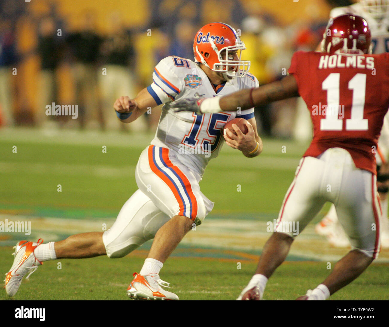 Florida Gators: No. 15 Tim Tebow w/ 2007 BCS National Championship Pat –  National Vintage League Ltd.