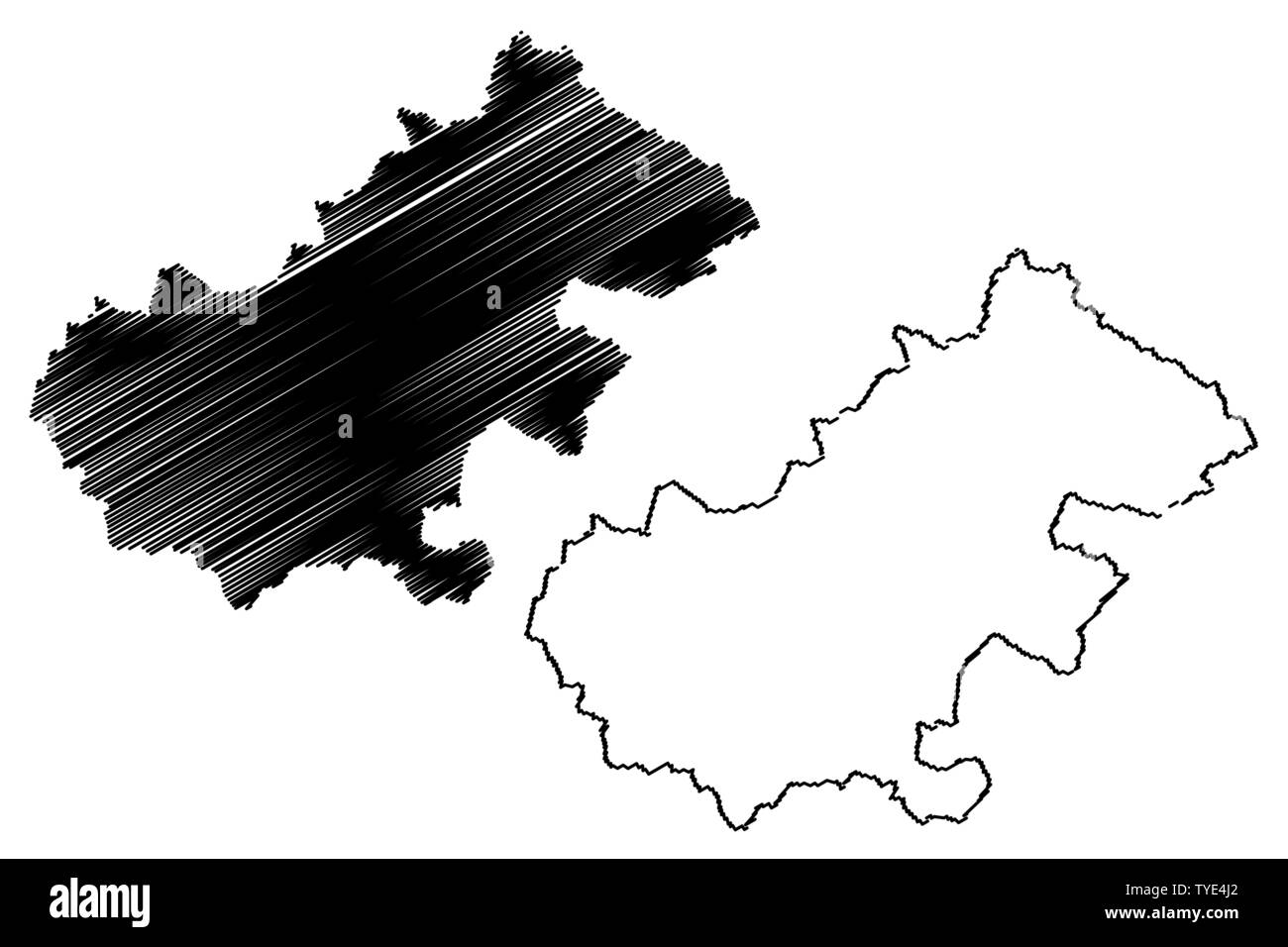 Satu Mare County (Administrative divisions of Romania, Nord-Vest development region) map vector illustration, scribble sketch Satu Mare map Stock Vector
