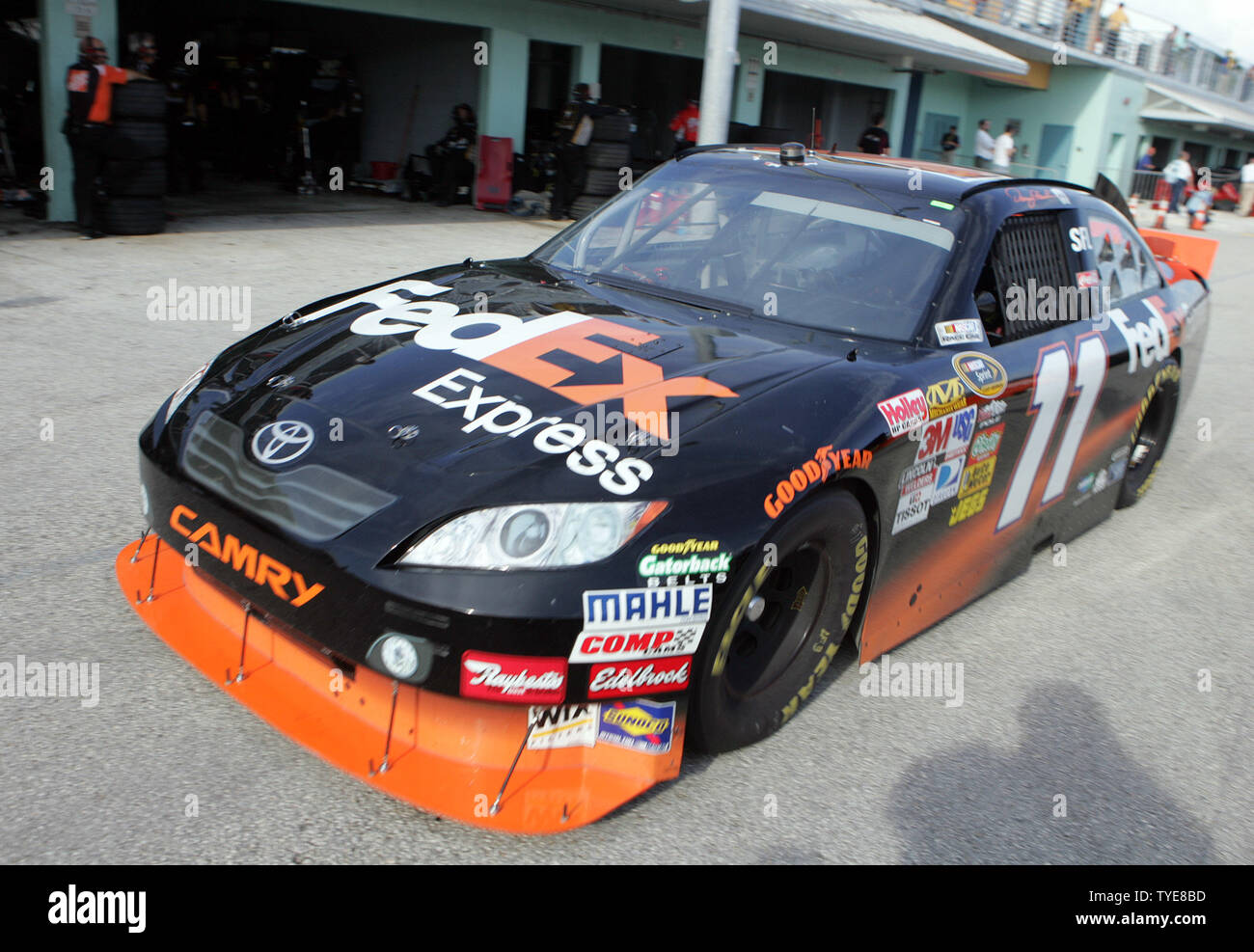 Denny Hamlin Pulls Into His Garage During The Last Practice For