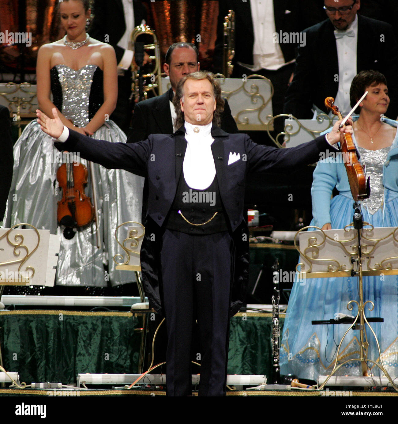 Andre Rieu and his Johann Strauss Orchestra performs in concert at the BankAtlantic Center in Sunrise, Florida on December 9, 2010.  UPI/Michael Bush Stock Photo
